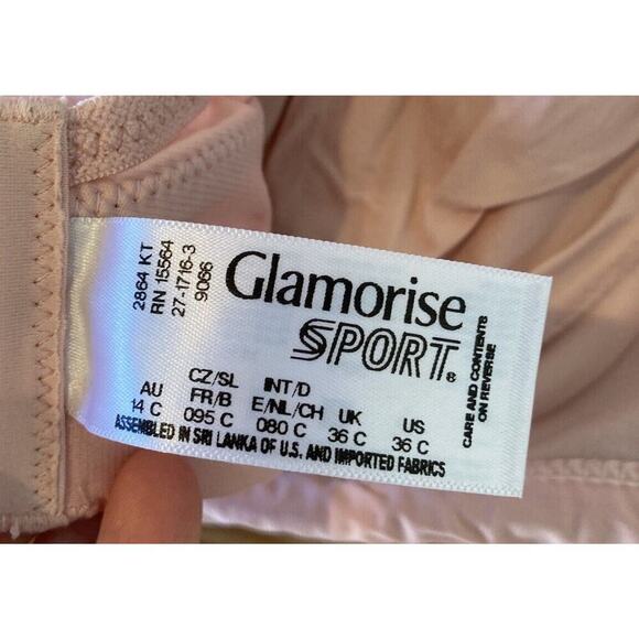Glamorise Sport Back Clasp Sports Bra Size 36C Women’s Pink - Picture 3 of 6